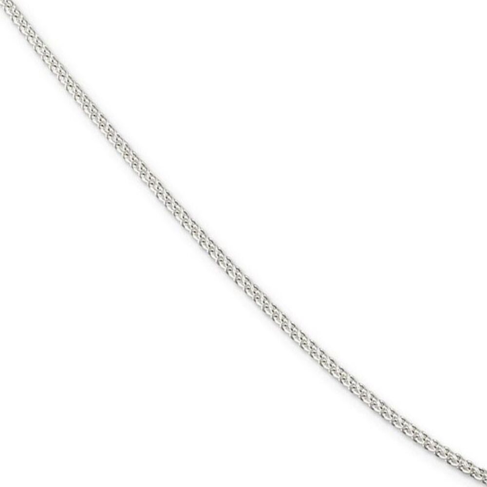 1.75mm Rhodium Plated Sterling Silver Round Spiga Chain Necklace, 24in